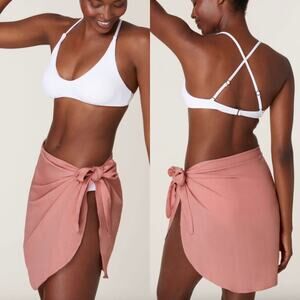 Andie Linen The Flores Sarong Cover Up Skirt In Sunset Pink Size Small New